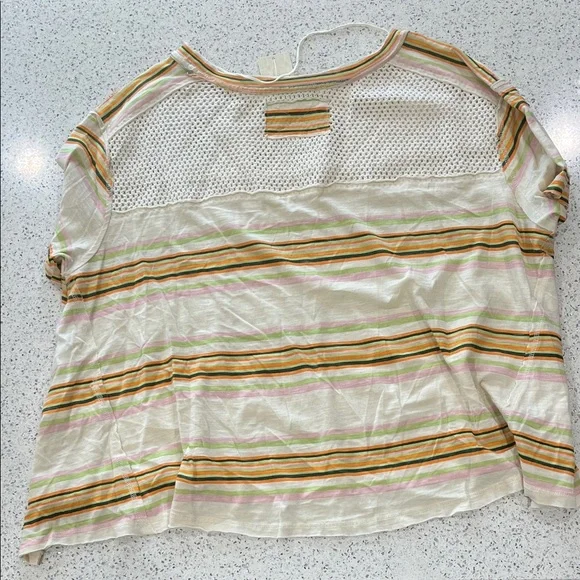 NWT Free People Striped Mesh Panel Top - Picture 8 of 9